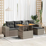 vidaXL 6-delige Loungeset met kussens poly rattan zwart