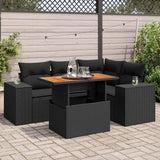 vidaXL 5-Piece Lounge Set with Cushions Poly Rattan Black