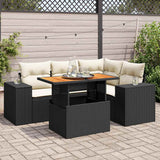 vidaXL 5-Piece Lounge Set with Cushions Poly Rattan Black