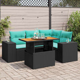 vidaXL 5-piece Lounge Set with Cushions Poly Rattan Black