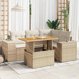 vidaXL 5-Piece Lounge Set with Cushions Poly Rattan Black