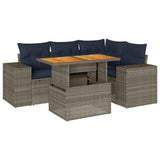 vidaXL 5-piece Lounge Set with Cushions Poly Rattan Black