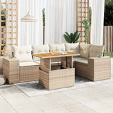 vidaXL 6-delige Loungeset met kussens poly rattan zwart