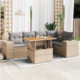 vidaXL 6-delige Loungeset met kussens poly rattan zwart