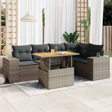vidaXL 6-delige Loungeset met kussens poly rattan zwart
