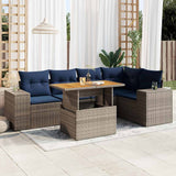 vidaXL 6-Piece Lounge Set with Cushions Poly Rattan Black