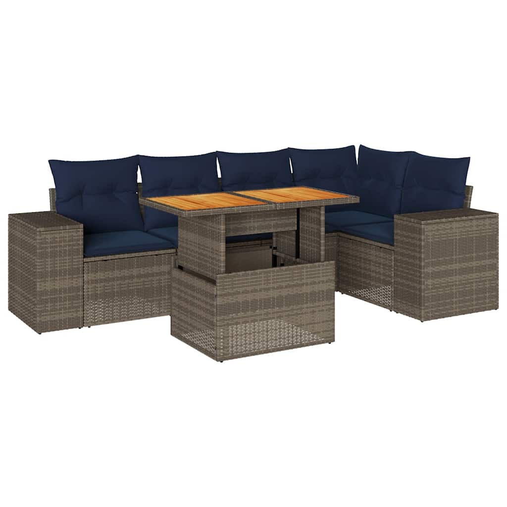 vidaXL 6-Piece Lounge Set with Cushions Poly Rattan Black