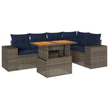 vidaXL 6-Piece Lounge Set with Cushions Poly Rattan Black