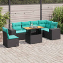 vidaXL 7-Piece Lounge Set with Cushions Poly Rattan Black