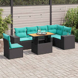 vidaXL 7-Piece Lounge Set with Cushions Poly Rattan Black