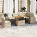 vidaXL 7-delige Loungeset met kussens poly rattan zwart