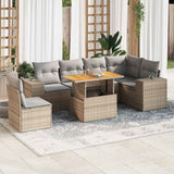 vidaXL 7-delige Loungeset met kussens poly rattan zwart