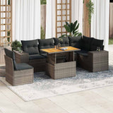 vidaXL 7-delige Loungeset met kussens poly rattan zwart