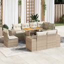 vidaXL 9-delige Loungeset met kussens poly rattan zwart