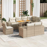 vidaXL 9-delige Loungeset met kussens poly rattan zwart