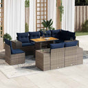 vidaXL 9-delige Loungeset met kussens poly rattan zwart