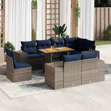 vidaXL 9-delige Loungeset met kussens poly rattan zwart