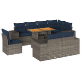vidaXL 9-delige Loungeset met kussens poly rattan zwart