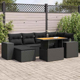 vidaXL 7-delige Loungeset met kussens poly rattan zwart