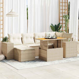 vidaXL 7-delige Loungeset met kussens poly rattan zwart