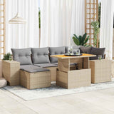 vidaXL 7-delige Loungeset met kussens poly rattan zwart