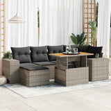 vidaXL 7-delige Loungeset met kussens poly rattan zwart