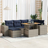 vidaXL 7-delige Loungeset met kussens poly rattan zwart
