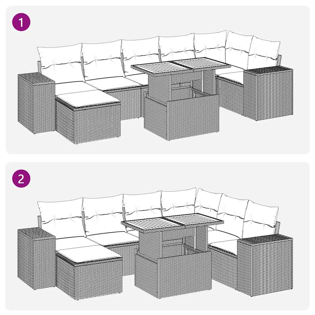 vidaXL 8-delige Loungeset met kussens poly rattan zwart