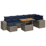 vidaXL 8-delige Loungeset met kussens poly rattan zwart