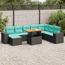 vidaXL 9-piece Lounge Set with Cushions Poly Rattan Grey