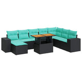 vidaXL 9-piece Lounge Set with Cushions Poly Rattan Grey