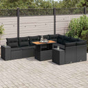 vidaXL 10-Piece Lounge Set with Cushions Poly Rattan Black