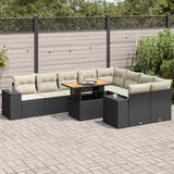 vidaXL 10-Piece Lounge Set with Cushions Poly Rattan Black