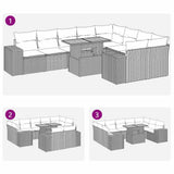 vidaXL 10-delige Loungeset met kussens poly rattan zwart