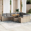 vidaXL 10-Piece Lounge Set with Cushions Poly Rattan Black