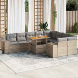 vidaXL 10-Piece Lounge Set with Cushions Poly Rattan Black