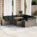 vidaXL 10-Piece Lounge Set with Cushions Poly Rattan Black