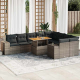 vidaXL 10-Piece Lounge Set with Cushions Poly Rattan Black