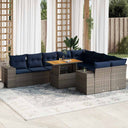 vidaXL 10-delige Loungeset met kussens poly rattan zwart