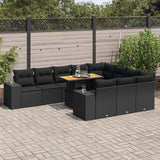 vidaXL 11-delige Loungeset met kussens poly rattan zwart