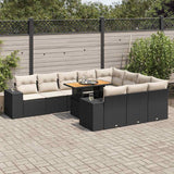 vidaXL 11-delige Loungeset met kussens poly rattan zwart