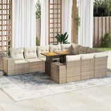 vidaXL 11-delige Loungeset met kussens poly rattan zwart