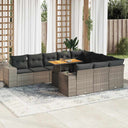 vidaXL 11-delige Loungeset met kussens poly rattan zwart