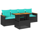 vidaXL 5-piece Lounge Set with Cushions Poly Rattan Black