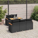 vidaXL 6-delige Loungeset met kussens poly rattan acacia zwart