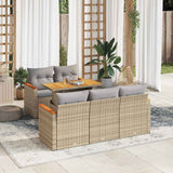 vidaXL 6-delige Loungeset met kussens poly rattan acacia zwart