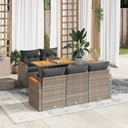 vidaXL 6-delige Loungeset met kussens poly rattan acacia zwart