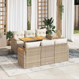vidaXL 7-delige Loungeset met kussens poly rattan acacia zwart