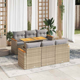 vidaXL 7-delige Loungeset met kussens poly rattan acacia zwart