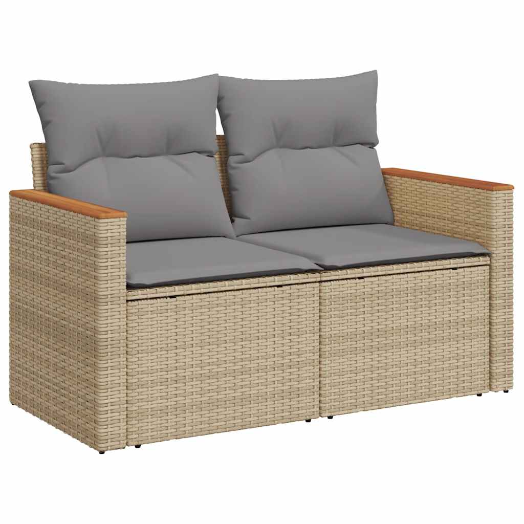 vidaXL 7-delige Loungeset met kussens poly rattan acacia zwart